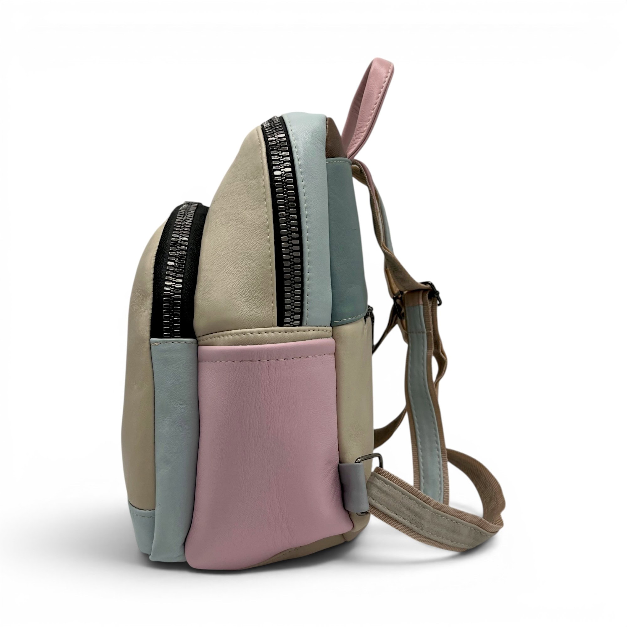 Rucsac damă din piele naturală Selina Unique S100-25 – design pastel multicolor și organizare inteligentă