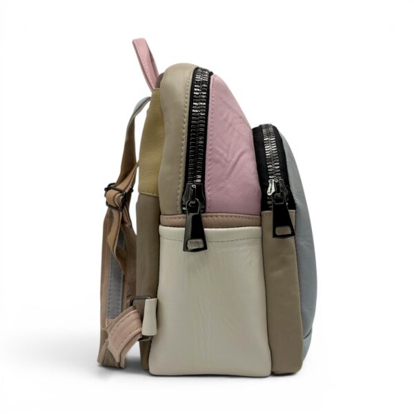 Rucsac damă din piele naturală Selina Unique S100-25 – design pastel multicolor și organizare inteligentă
