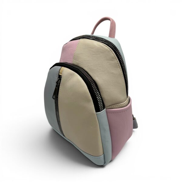Rucsac damă din piele naturală Selina Unique S100-25 – design pastel multicolor și organizare inteligentă