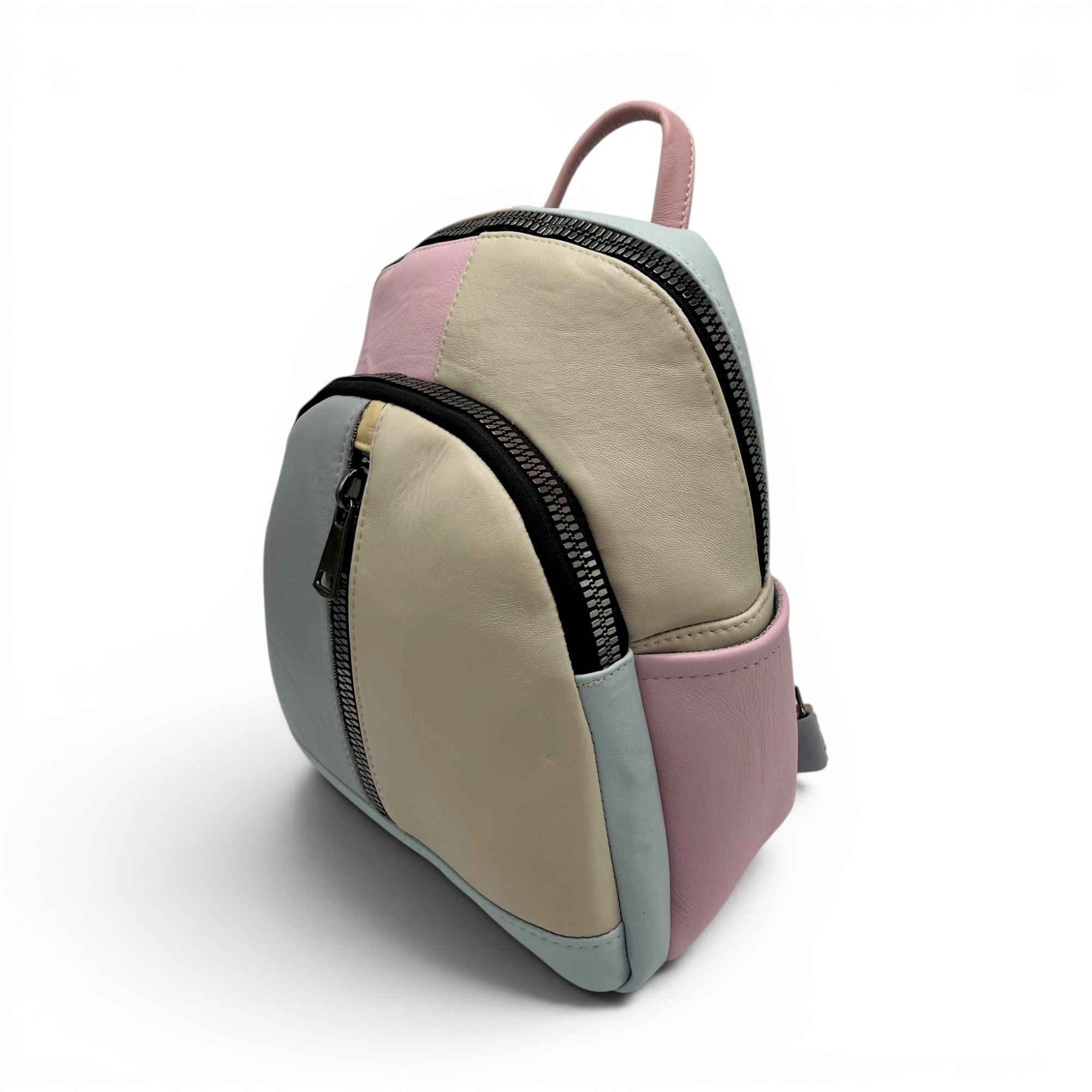 Rucsac damă din piele naturală Selina Unique S100-25 – design pastel multicolor și organizare inteligentă