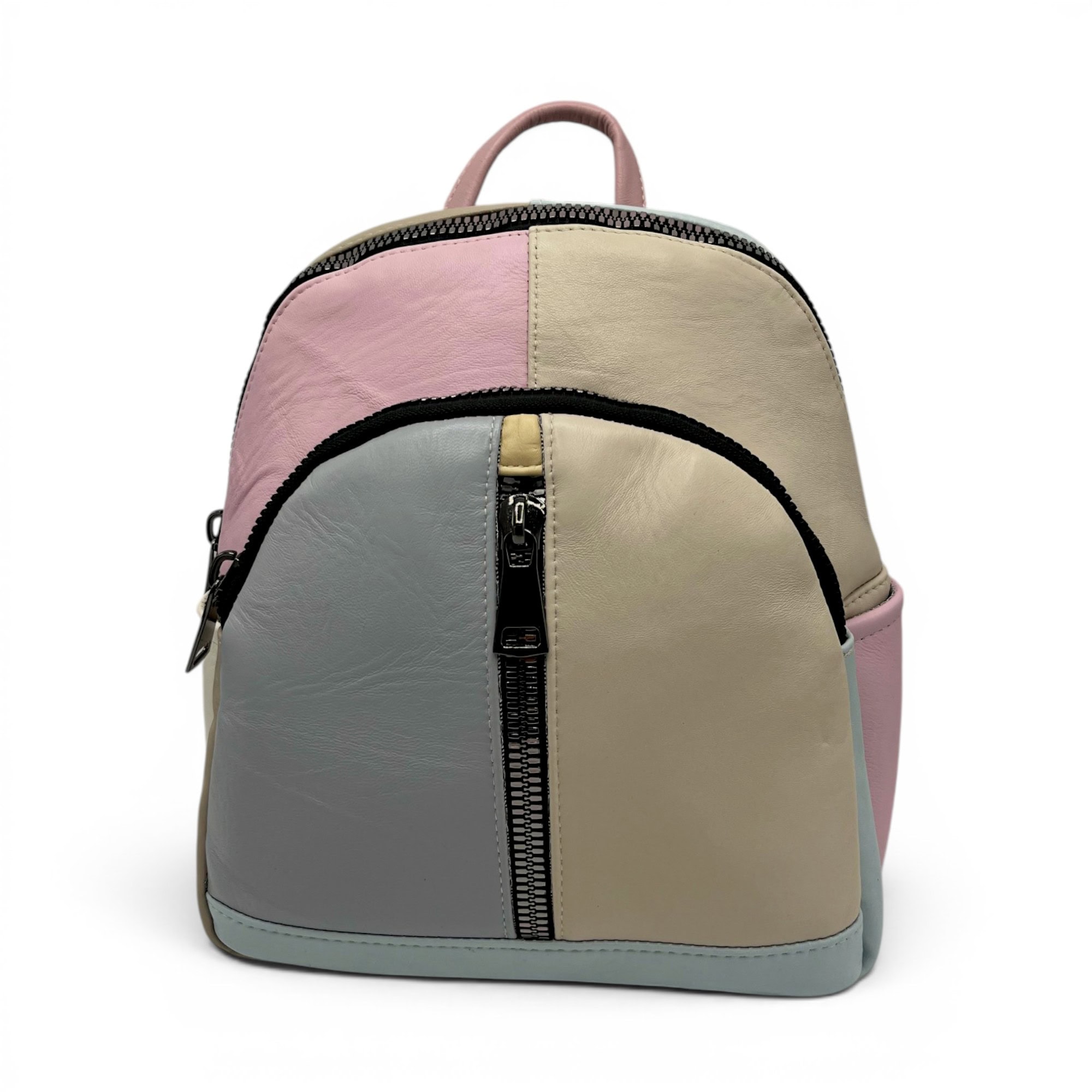 Rucsac damă din piele naturală Selina Unique S100-25 – design pastel multicolor și organizare inteligentă