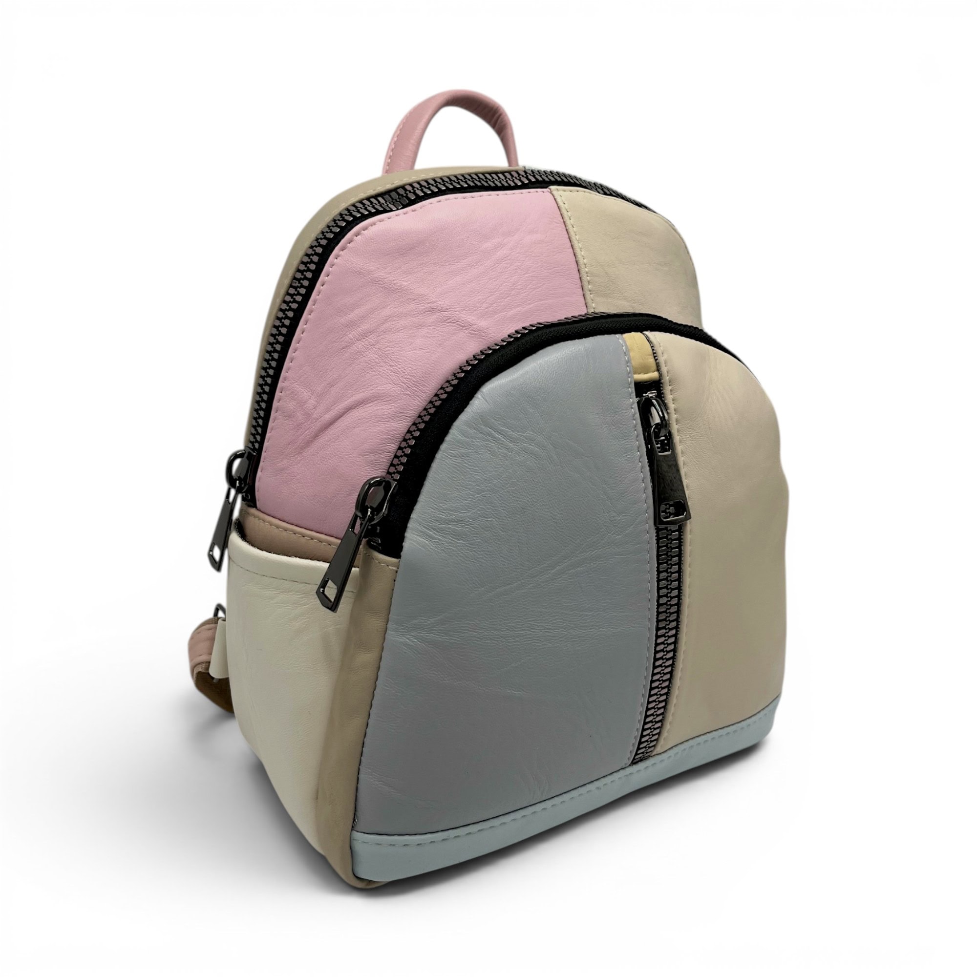 Rucsac damă din piele naturală Selina Unique S100-25 – design pastel multicolor și organizare inteligentă