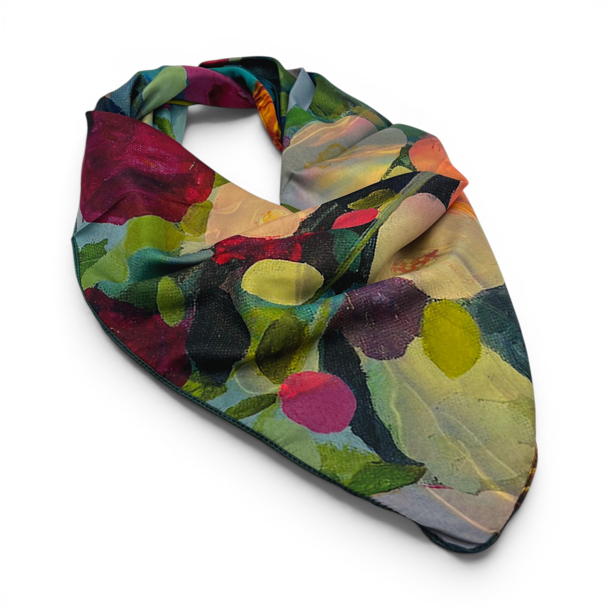 Batic damă din mătase 100% reversibil – Blooming Harmony X11-14 – 70 × 70 cm, Cutie Cadou