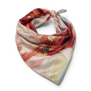 Batic damă din mătase 100% reversibil – Crimson Bloom X11-11 – 70 × 70 cm, Cutie Cadou