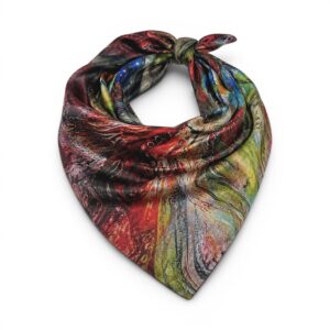 Batic damă din mătase 100% reversibil – Enchanted Garden X11-13 – 70 × 70 cm, Cutie Cadou