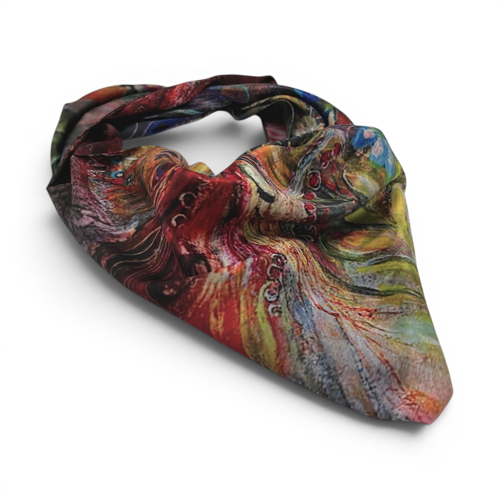 Batic damă din mătase 100% reversibil – Enchanted Garden X11-13 – 70 × 70 cm, Cutie Cadou