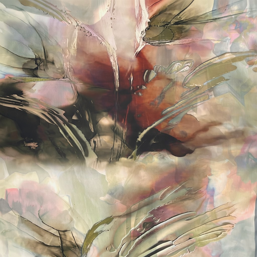Batic damă din mătase 100% reversibil – Whispering Petals X11-15 – 70 × 70 cm, Cutie Cadou
