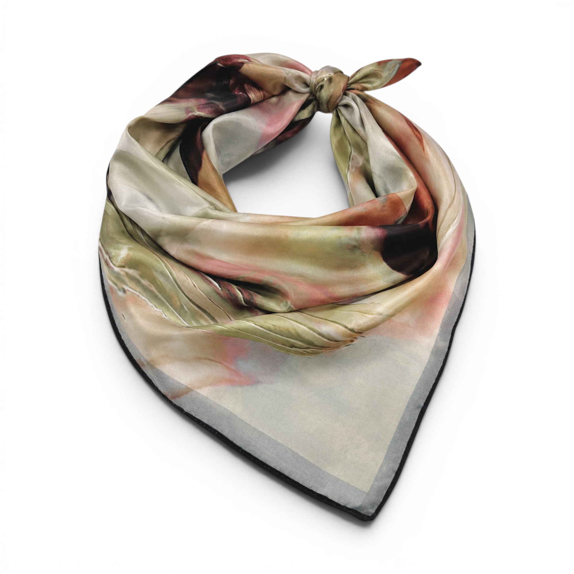 Batic damă din mătase 100% reversibil – Whispering Petals X11-15 – 70 × 70 cm, Cutie Cadou
