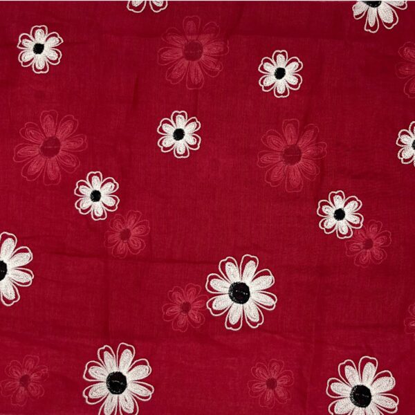 Eșarfă damă Soft Petals S161-1 – roșu rubin, bumbac și vâscoză, 180 × 70 cm, Cutie Cadou