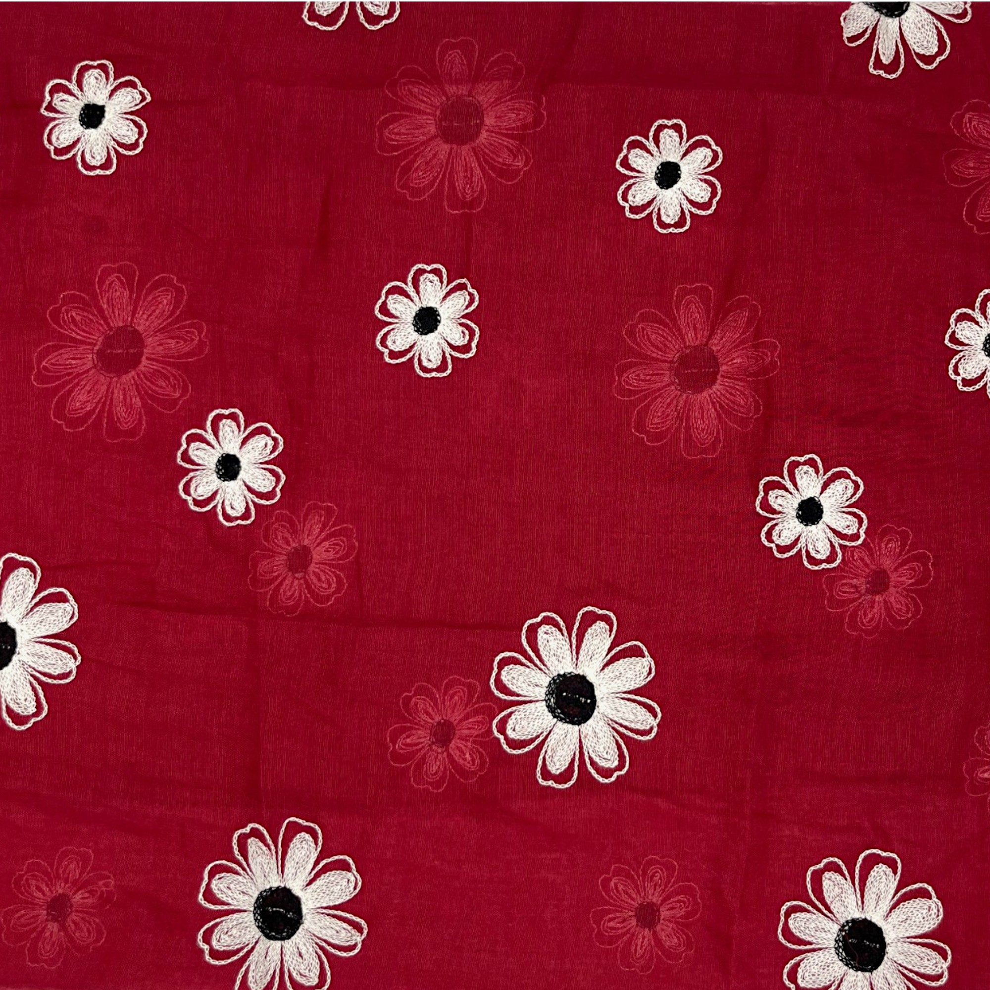 Eșarfă damă Soft Petals S161-1 – roșu rubin, bumbac și vâscoză, 180 × 70 cm, Cutie Cadou