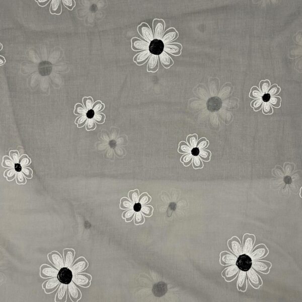 Eșarfă damă Soft Petals S161-2 – gri perlat, bumbac și vâscoză, 180 × 70 cm, Cutie Cadou