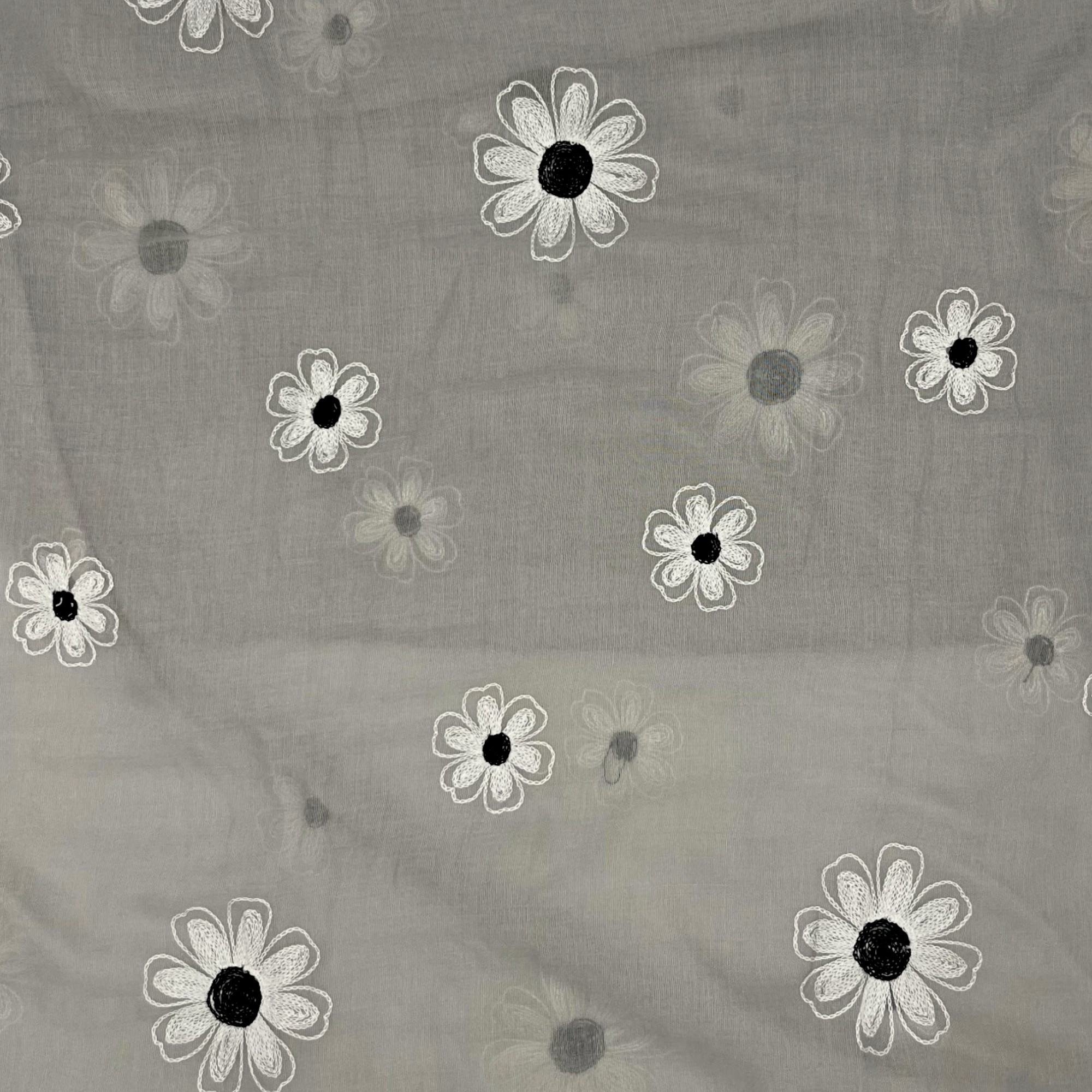 Eșarfă damă Soft Petals S161-2 – gri perlat, bumbac și vâscoză, 180 × 70 cm, Cutie Cadou