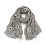 Eșarfă damă Soft Petals S161-2 – gri perlat, bumbac și vâscoză, 180 × 70 cm, Cutie Cadou