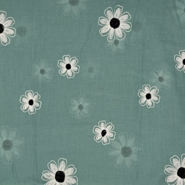 Eșarfă damă Soft Petals S161-4 – verde mentă, bumbac și vâscoză, 180 × 70 cm, Cutie Cadou