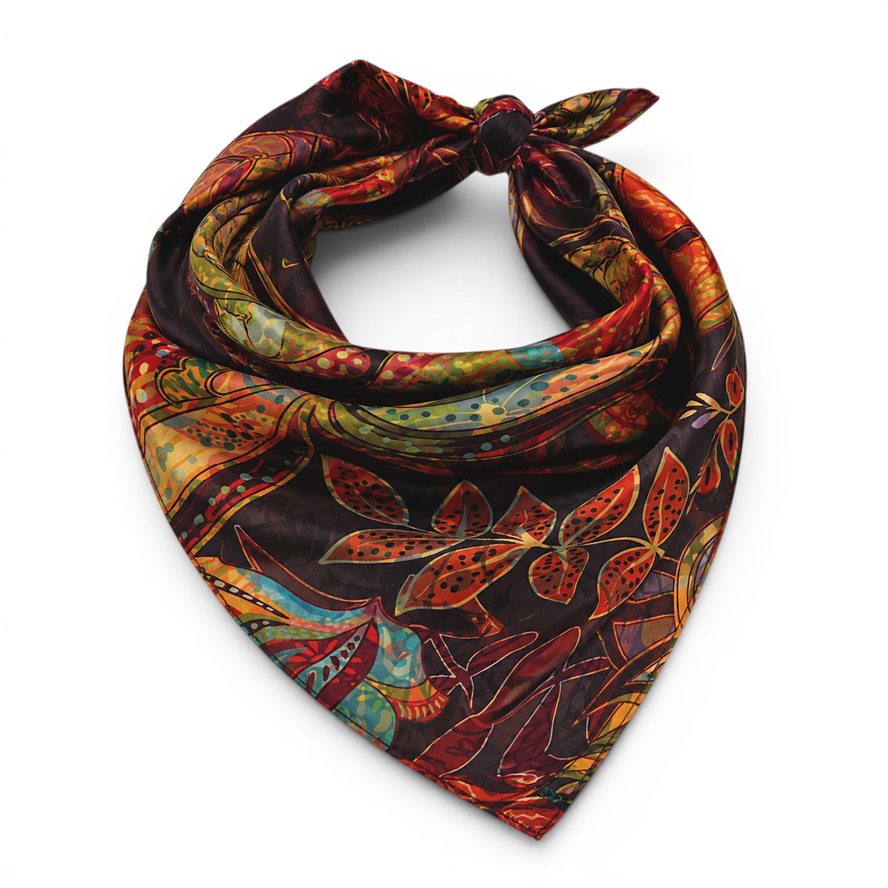 Batic damă din mătase 100% reversibil – Bohemian Mosaic X11-16 – 70 × 70 cm, Cutie Cadou