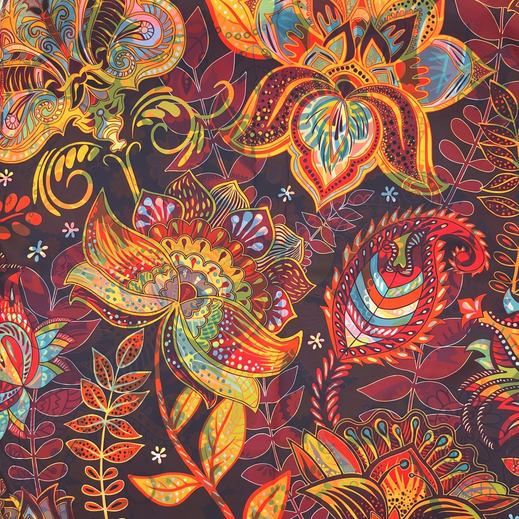 Batic damă din mătase 100% reversibil – Bohemian Mosaic X11-16 – 70 × 70 cm, Cutie Cadou