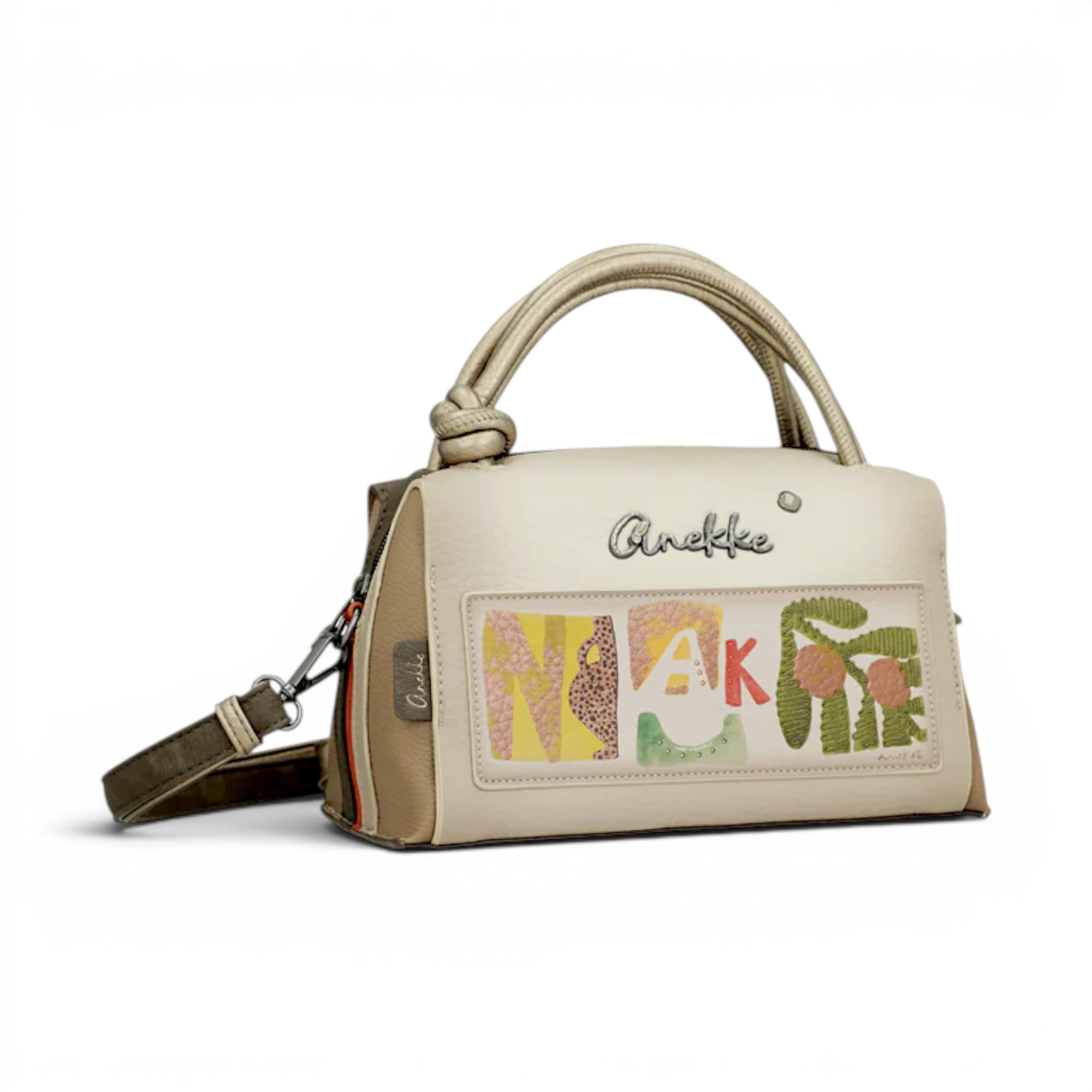 Geantă de mână personalizată, cu design colorat și detalii elegante, perfectă pentru accesorii de zi.