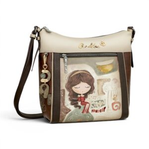 Geantă de umăr artistică cu design creativ și detalii elegante, perfectă pentru stil casual și ocazi.