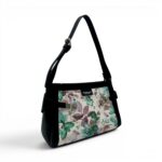 Geantă damă Diana&Co DHJ731-1 negru cu imprimeu floral – geantă de umăr și crossbody din piele ecologică, 25 × 18 × 10 cm