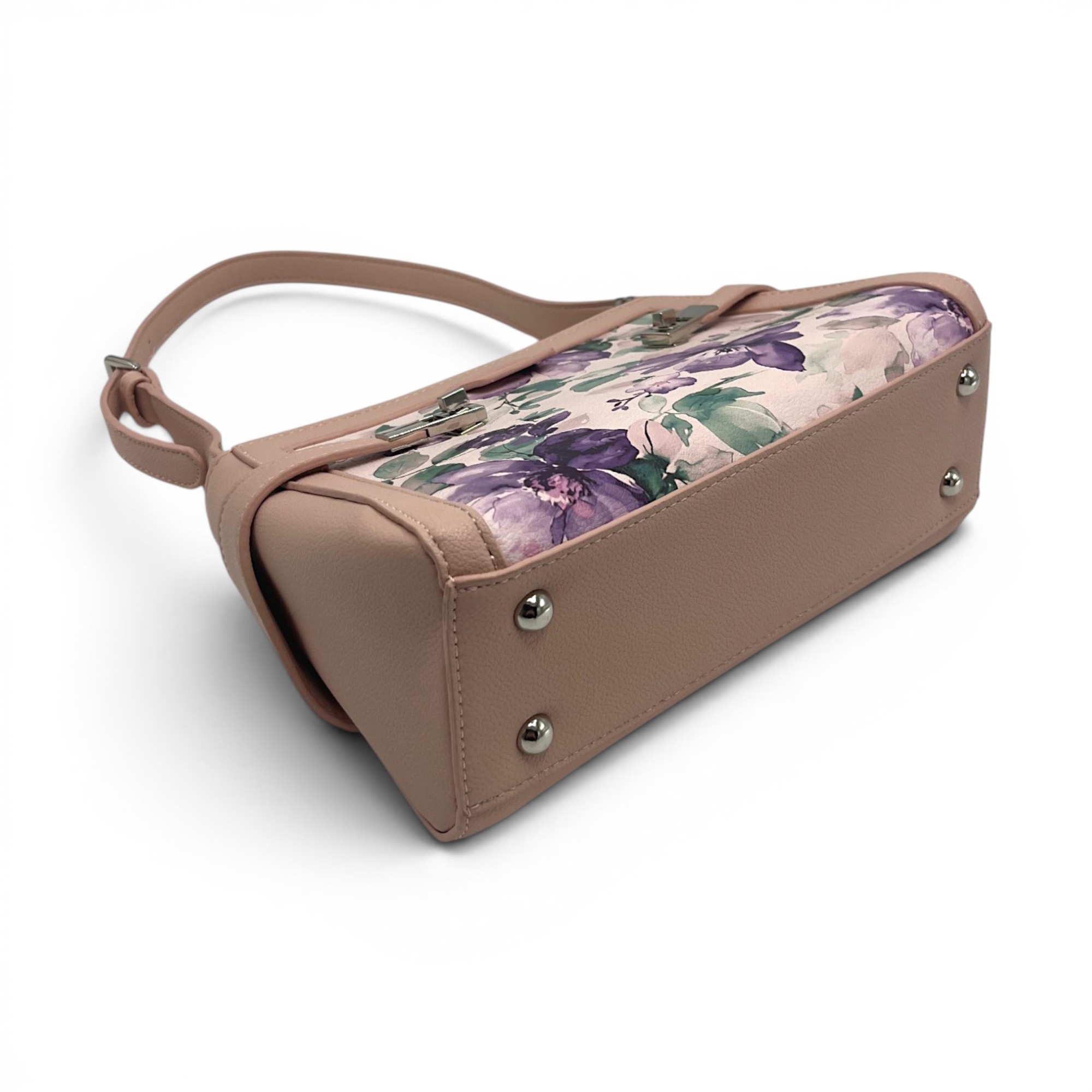 Geantă damă Diana&Co DHJ731-1 roz pudrat cu imprimeu floral – geantă de umăr și crossbody din piele ecologică, 25 × 18 × 10 cm