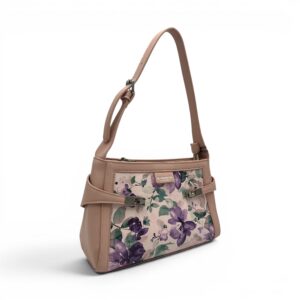 Geantă damă Diana&Co DHJ731-1 roz pudrat cu imprimeu floral – geantă de umăr și crossbody din piele ecologică, 25 × 18 × 10 cm