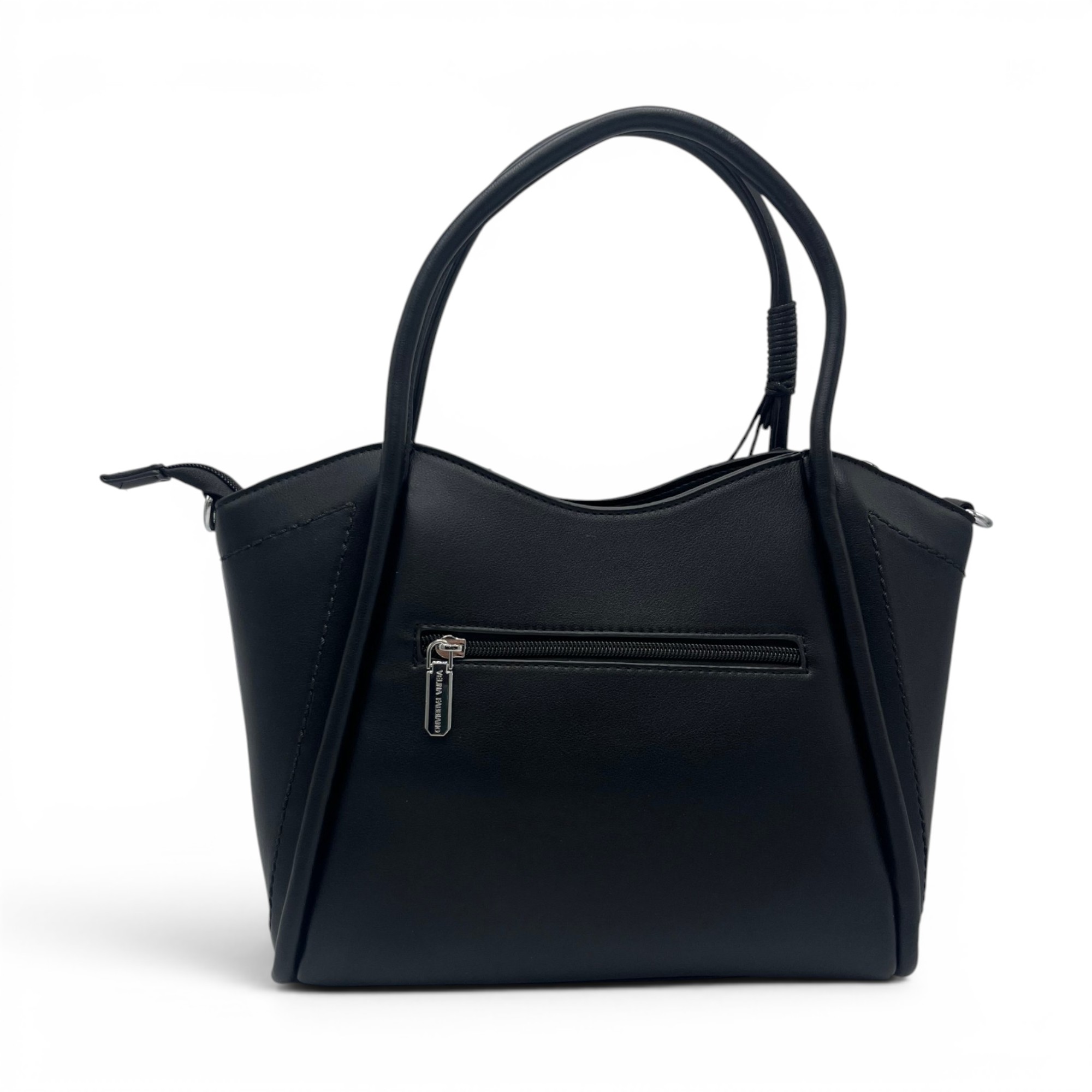 Geantă damă Velina Fabbiano VF25S-553 Negru, compartimentare triplă, 32x24x15 cm