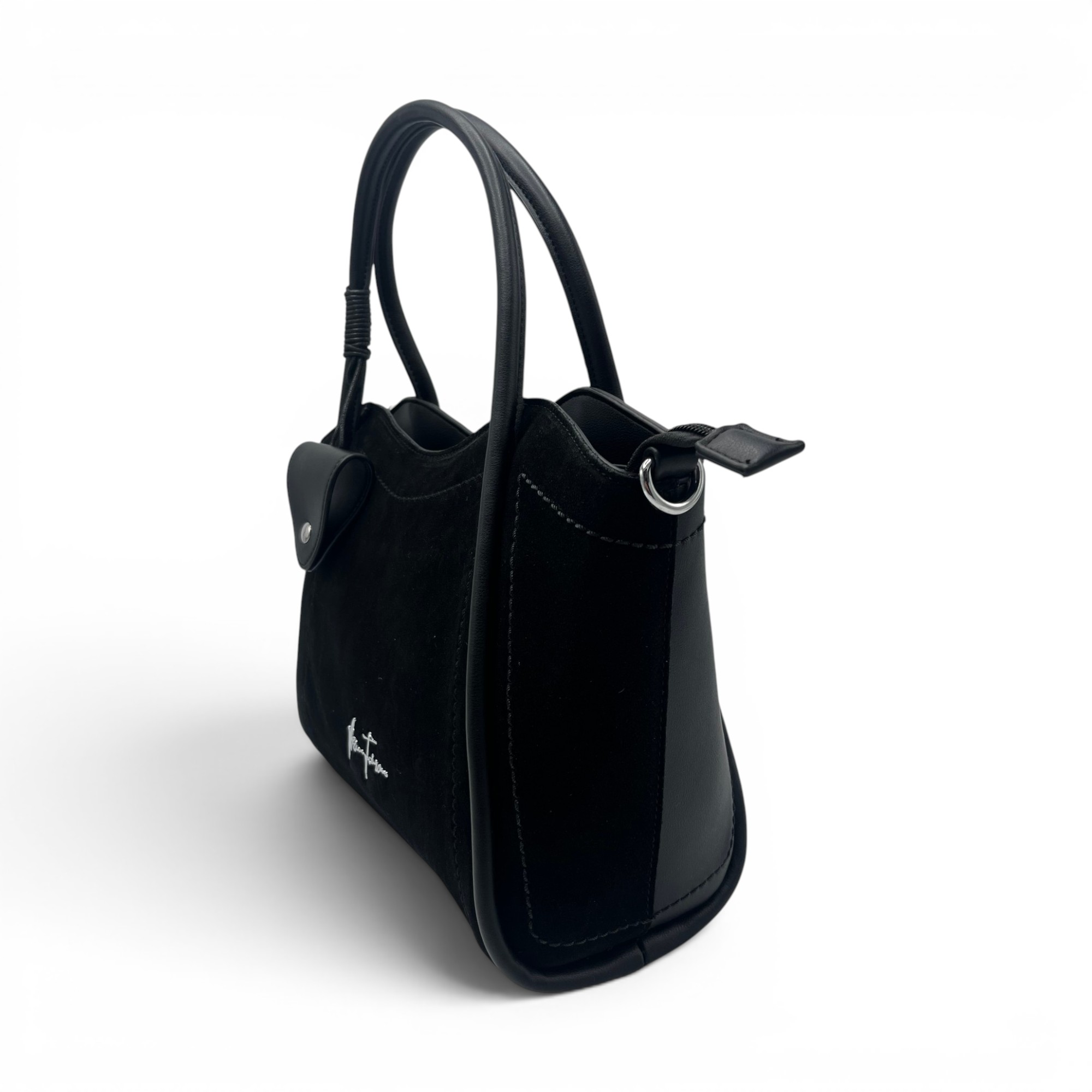 Geantă damă Velina Fabbiano VF25S-553 Negru, compartimentare triplă, 32x24x15 cm