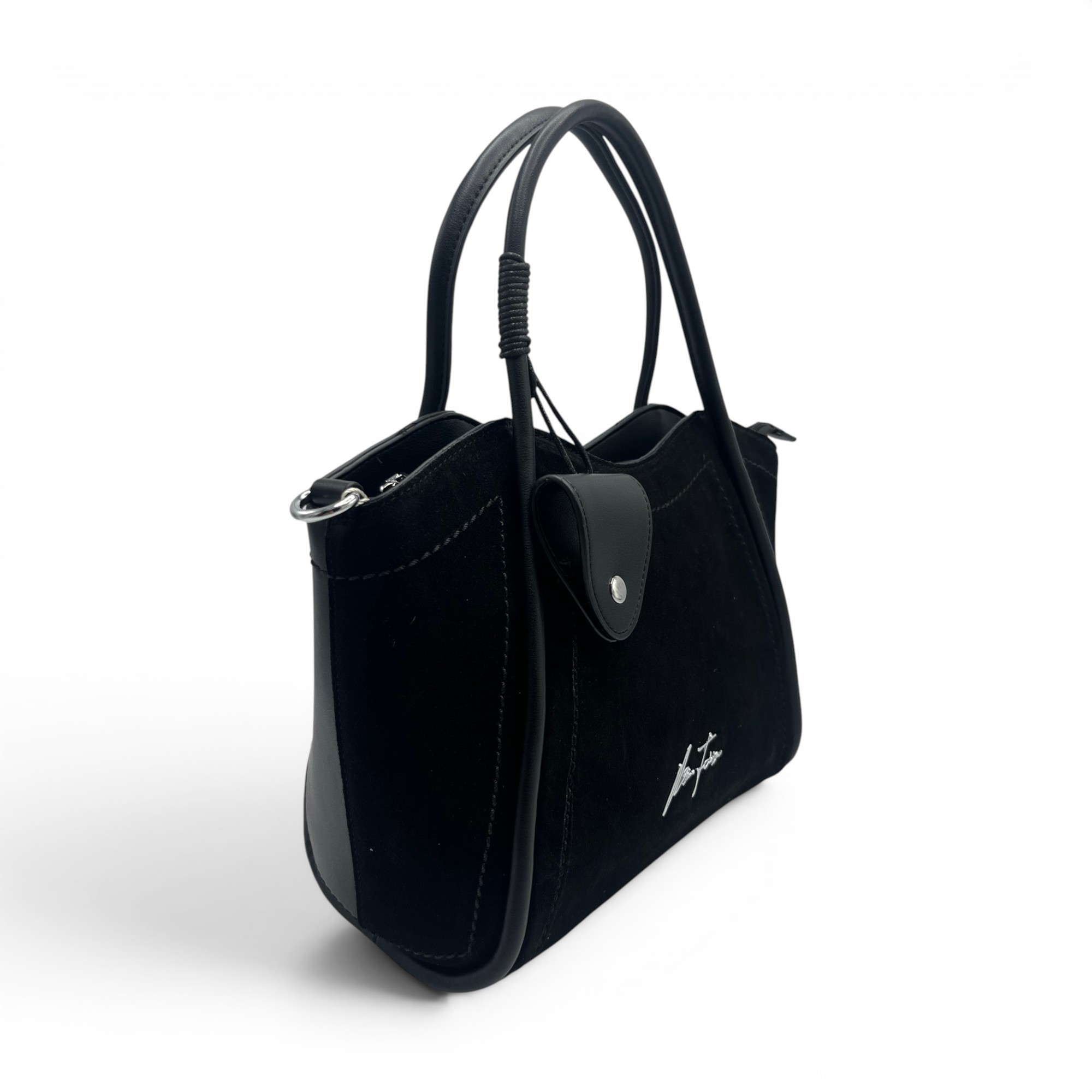 Geantă damă Velina Fabbiano VF25S-553 Negru, compartimentare triplă, 32x24x15 cm
