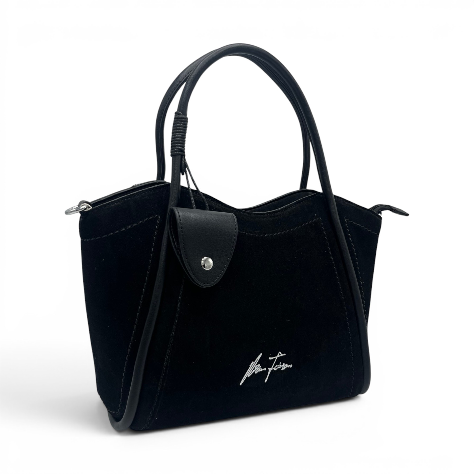 Geantă damă Velina Fabbiano VF25S-553 Negru, compartimentare triplă, 32x24x15 cm