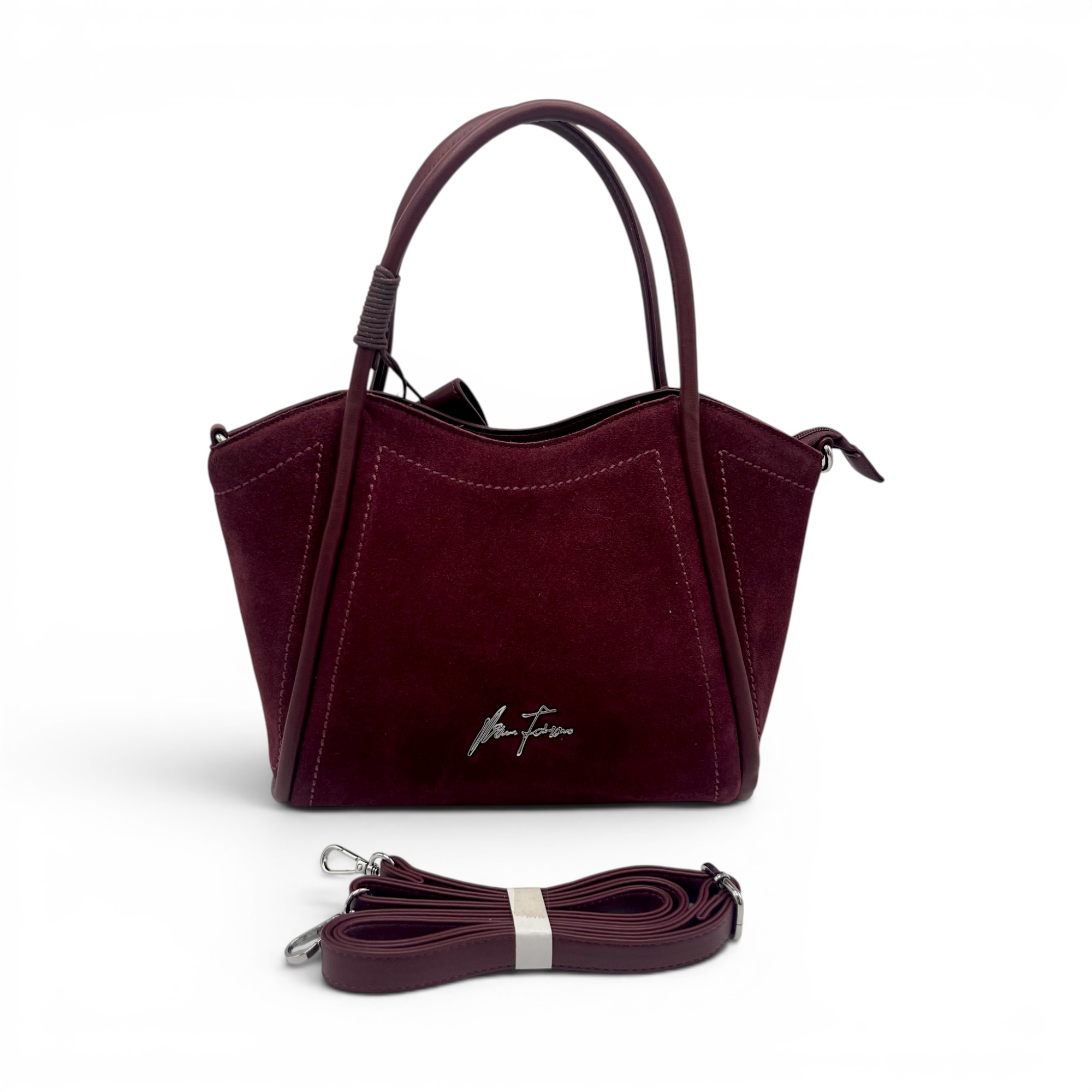 Geantă damă Velina Fabbiano VF25S-553 Vișiniu -compartimentare triplă, 32x24x15 cm