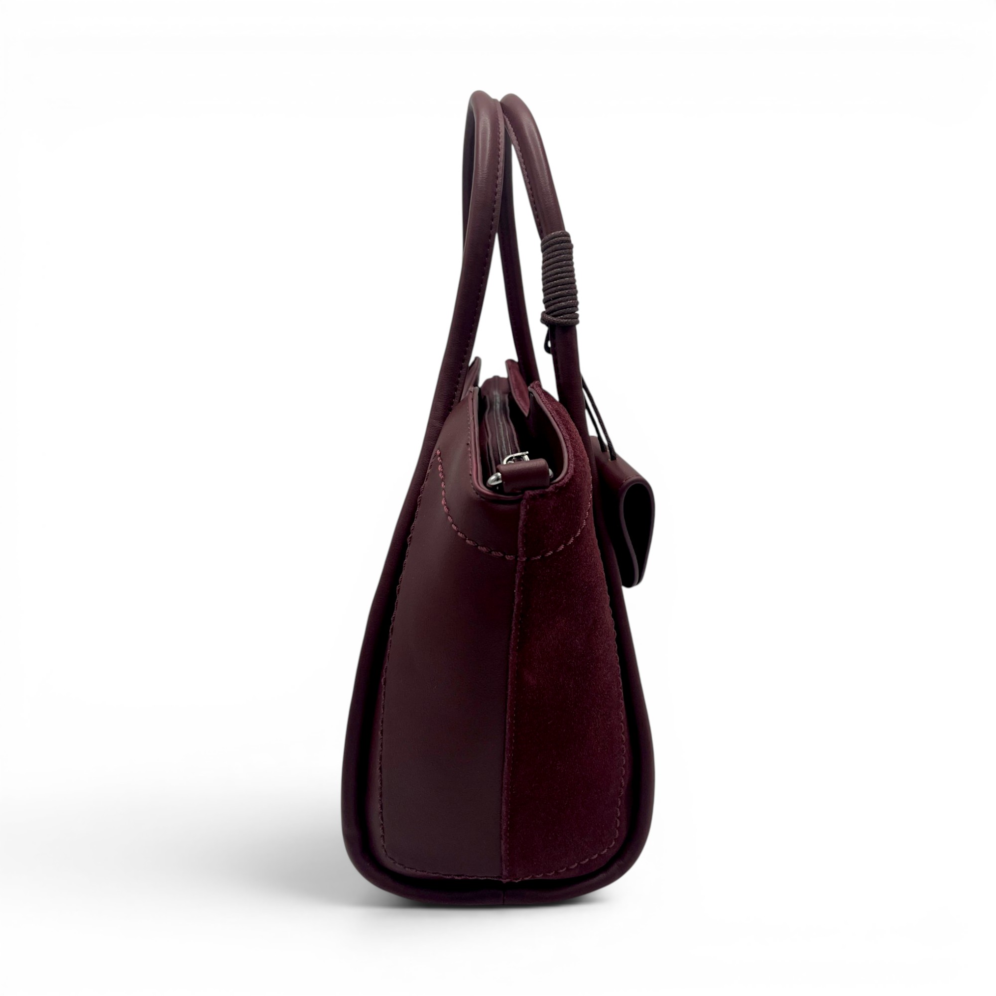 Geantă damă Velina Fabbiano VF25S-553 Vișiniu -compartimentare triplă, 32x24x15 cm