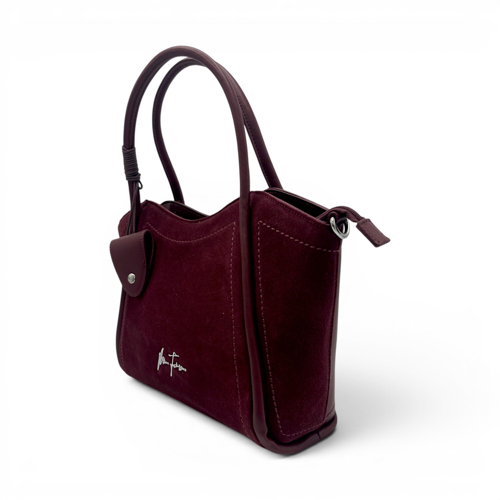 Geantă damă Velina Fabbiano VF25S-553 Vișiniu -compartimentare triplă, 32x24x15 cm