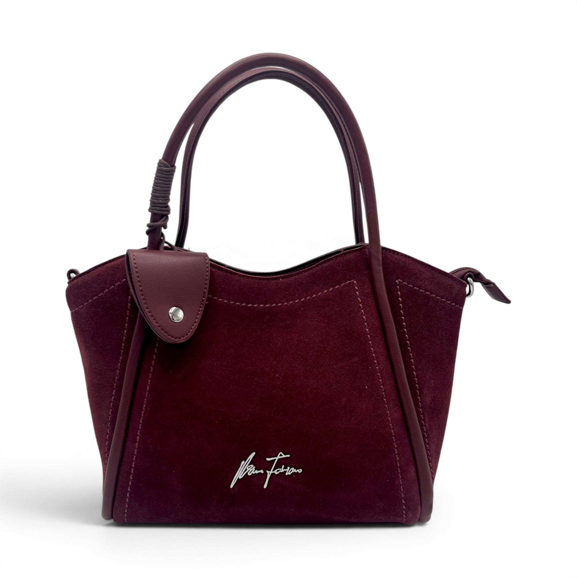 Geantă damă Velina Fabbiano VF25S-553 Vișiniu -compartimentare triplă, 32x24x15 cm