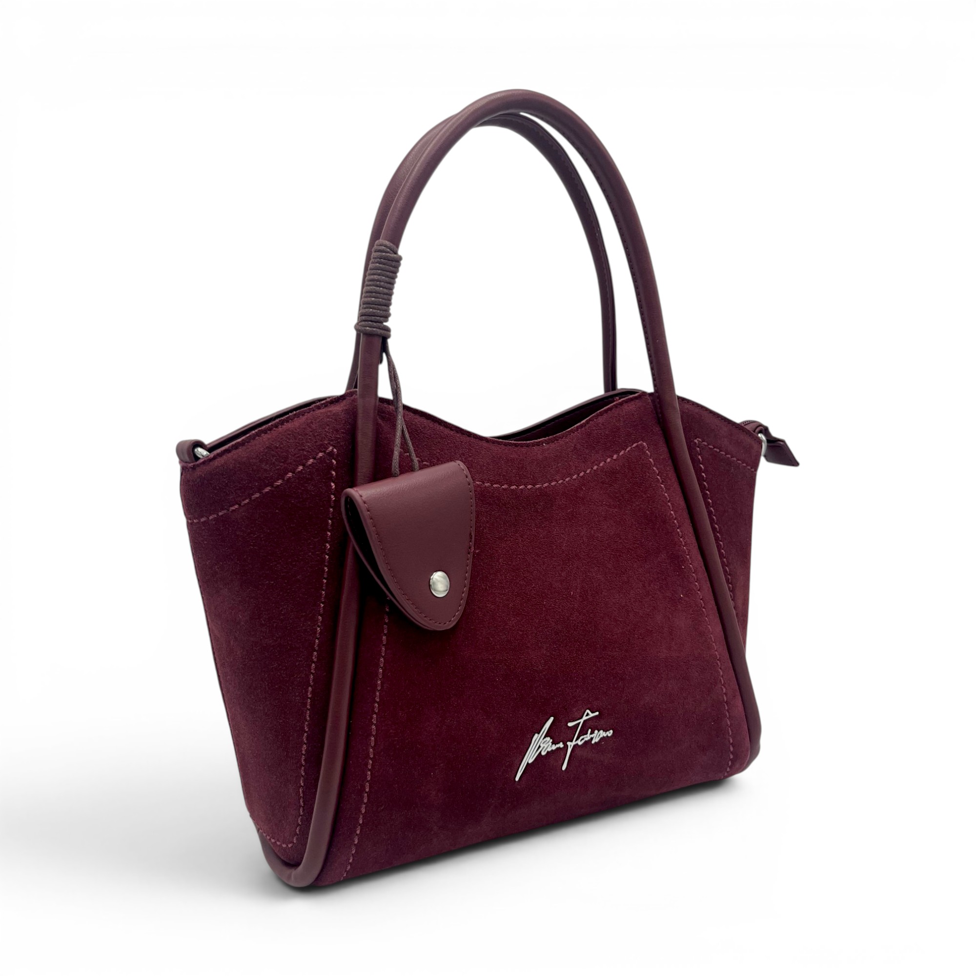 Geantă damă Velina Fabbiano VF25S-553 Vișiniu -compartimentare triplă, 32x24x15 cm
