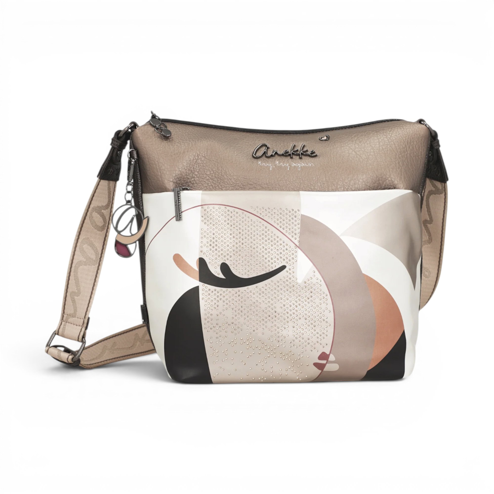 Geantă damă Anekke Eikon 42753-248 – crossbody medie cu imprimeu artistic și curea reglabilă