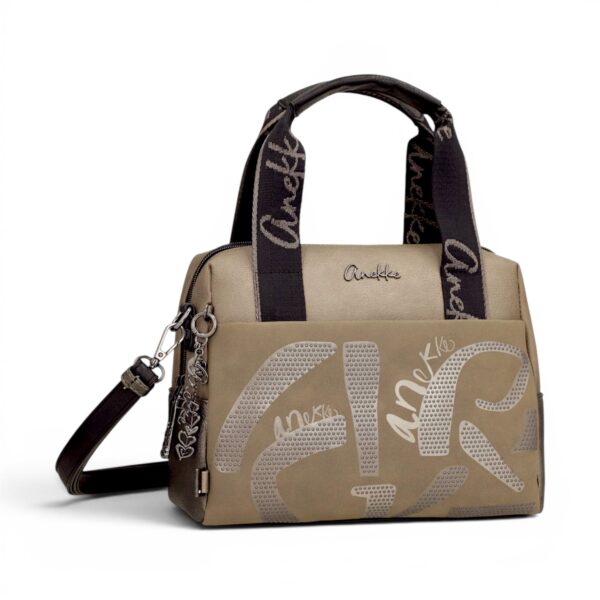 Geantă damă Anekke Essence 43631-177 Taupe – bowling medie, 28 × 23 × 14 cm