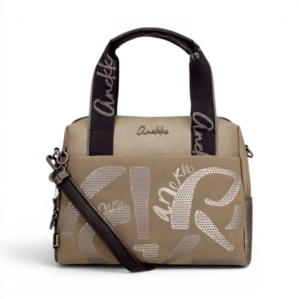 Geantă damă Anekke Essence 43631-177 Taupe – bowling medie, 28 × 23 × 14 cm