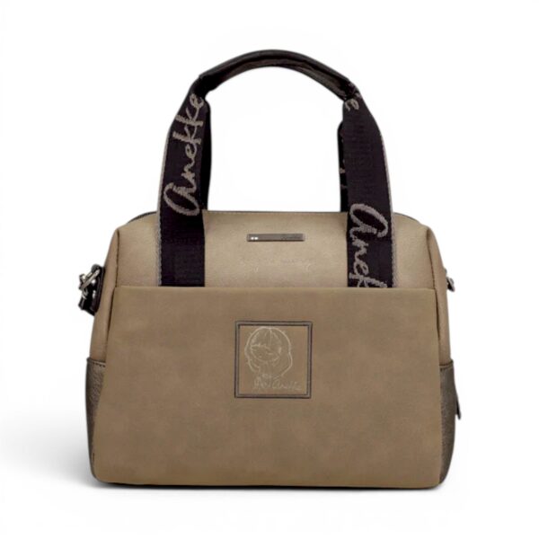 Geantă damă Anekke Essence 43631-177 Taupe – bowling medie, 28 × 23 × 14 cm