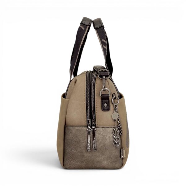 Geantă damă Anekke Essence 43631-177 Taupe – bowling medie, 28 × 23 × 14 cm