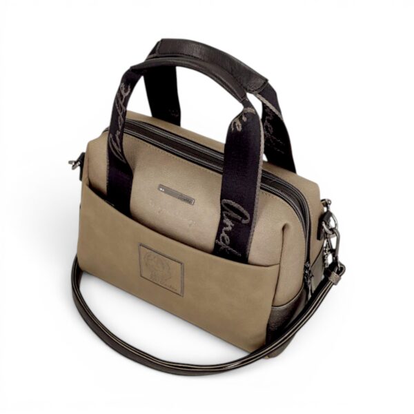 Geantă damă Anekke Essence 43631-177 Taupe – bowling medie, 28 × 23 × 14 cm