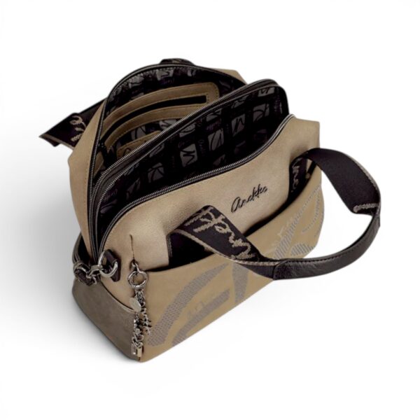 Geantă damă Anekke Essence 43631-177 Taupe – bowling medie, 28 × 23 × 14 cm