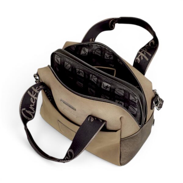 Geantă damă Anekke Essence 43631-177 Taupe – bowling medie, 28 × 23 × 14 cm