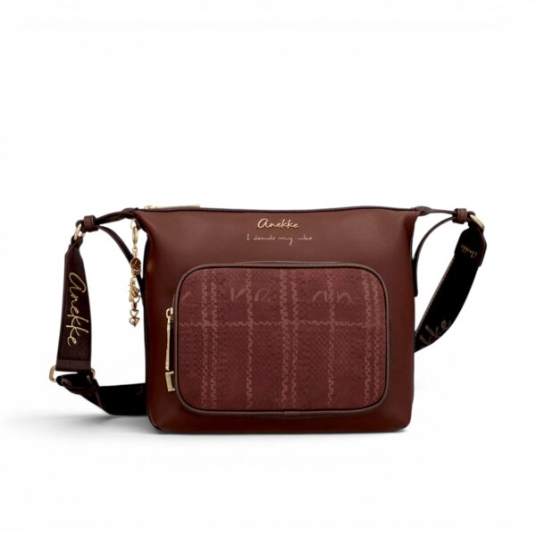 Geantă damă Anekke Essence 43643-249 Burgundy – crossbody mare cu buzunare frontale, 29 × 24 × 10 cm