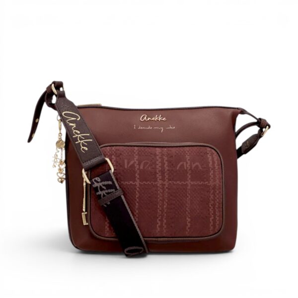 Geantă damă Anekke Essence 43643-249 Burgundy – crossbody mare cu buzunare frontale, 29 × 24 × 10 cm