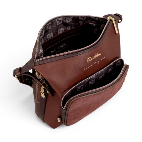 Geantă damă Anekke Essence 43643-249 Burgundy – crossbody mare cu buzunare frontale, 29 × 24 × 10 cm