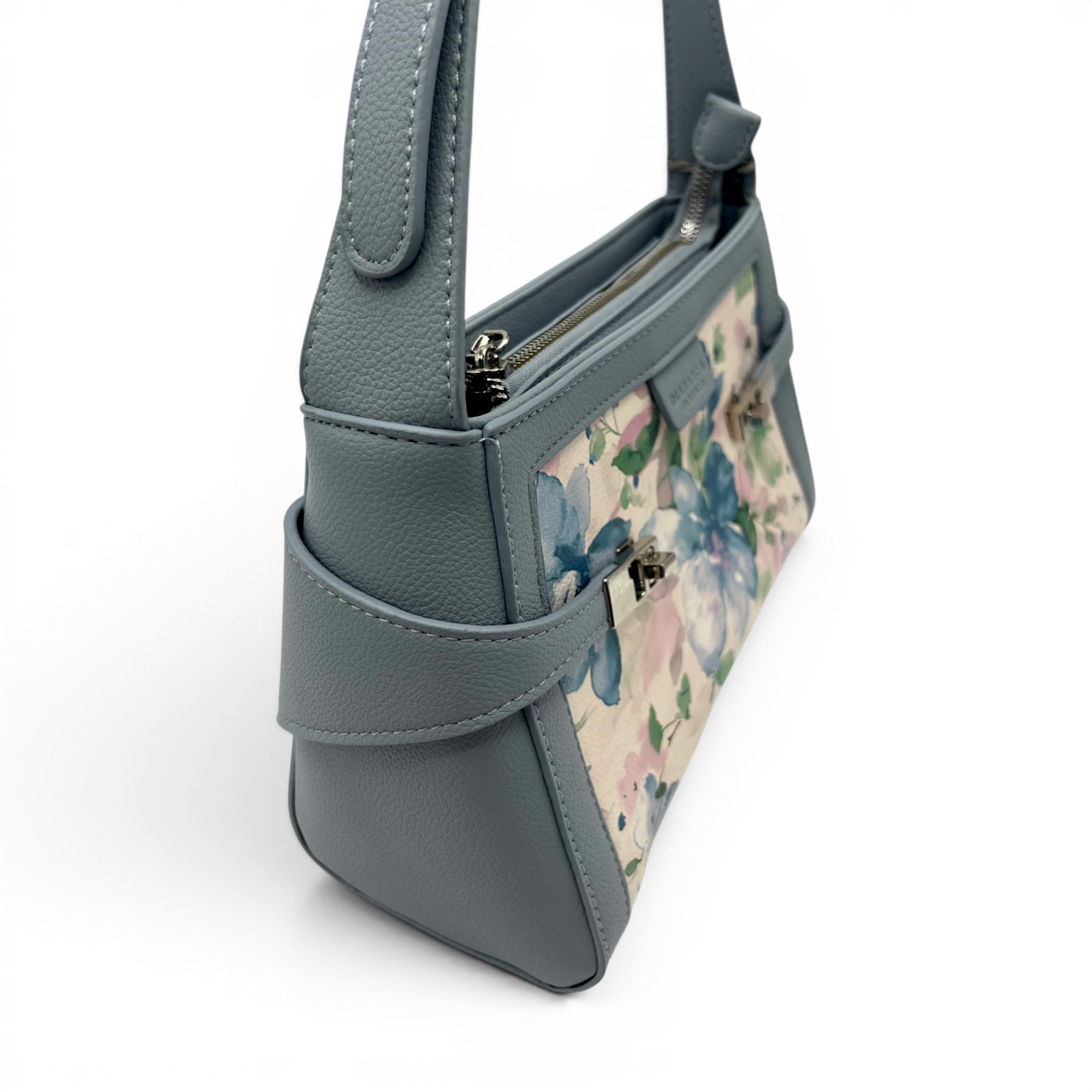 Geantă damă Diana&Co DHJ731-1 light bleu cu imprimeu floral – geantă de umăr și crossbody din piele ecologică, 25 × 18 × 10 cm