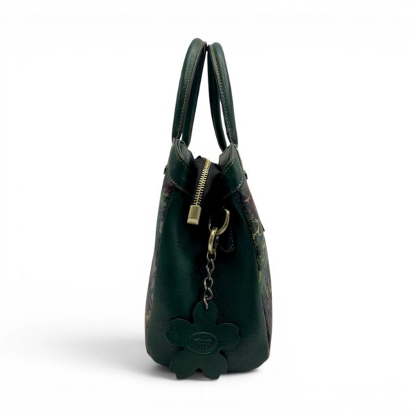 Geantă de mână și crossbody Laura Vita ARAMIS 10 Vert cu imprimeu floral.