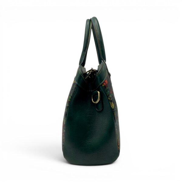 Geantă de mână și crossbody Laura Vita cu imprimeu floral verde.