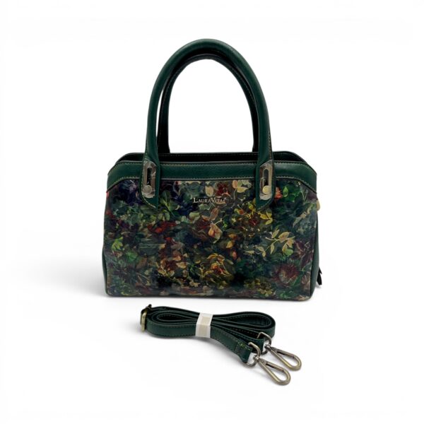 Geantă de mână și crossbody Laura Vita cu imprimeu floral verde.