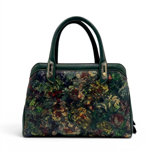 Geantă de mână și crossbody cu imprimeu floral, Laura Vita ARAMIS 10 Vert.